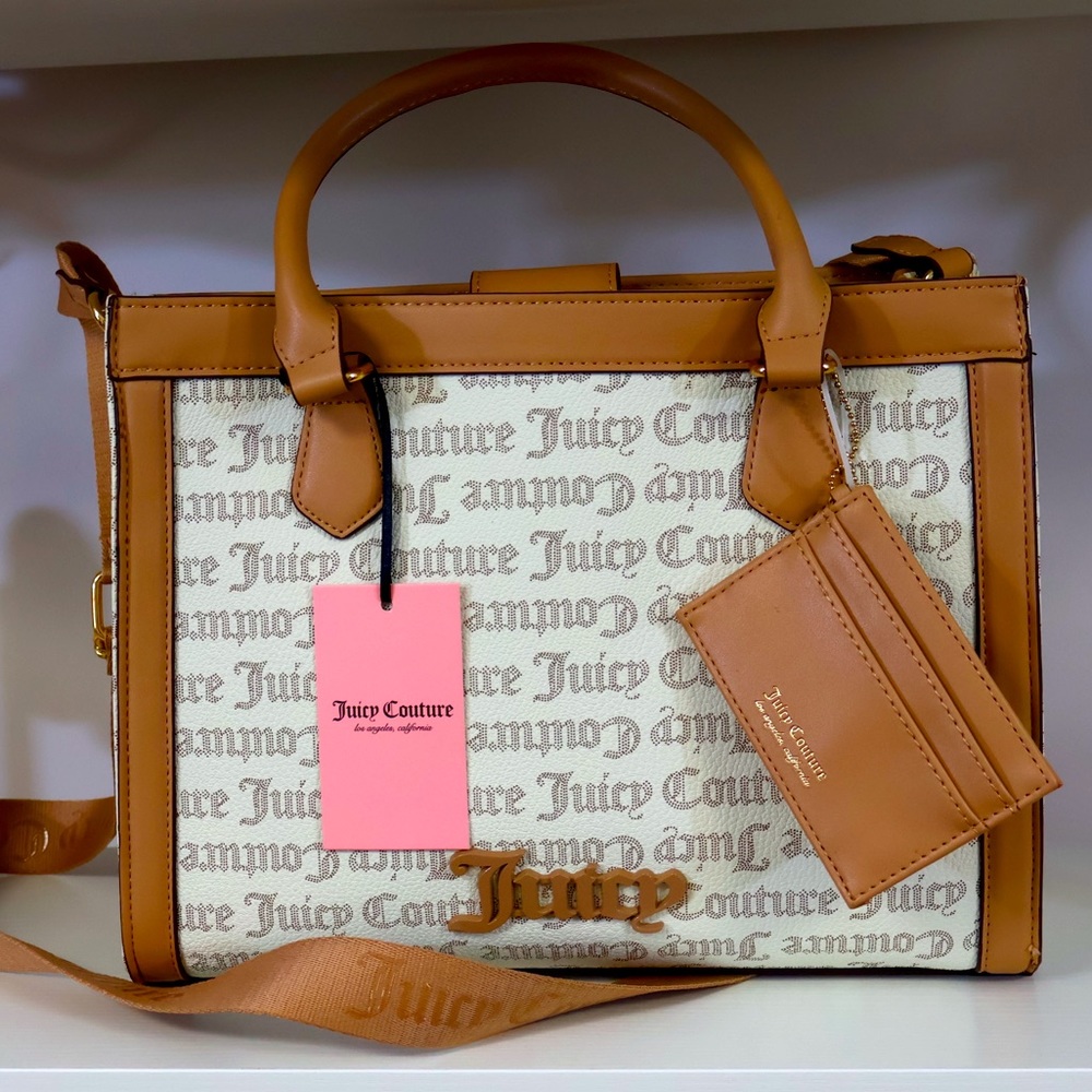 Juicy Couture White/Tan Monogram Purse